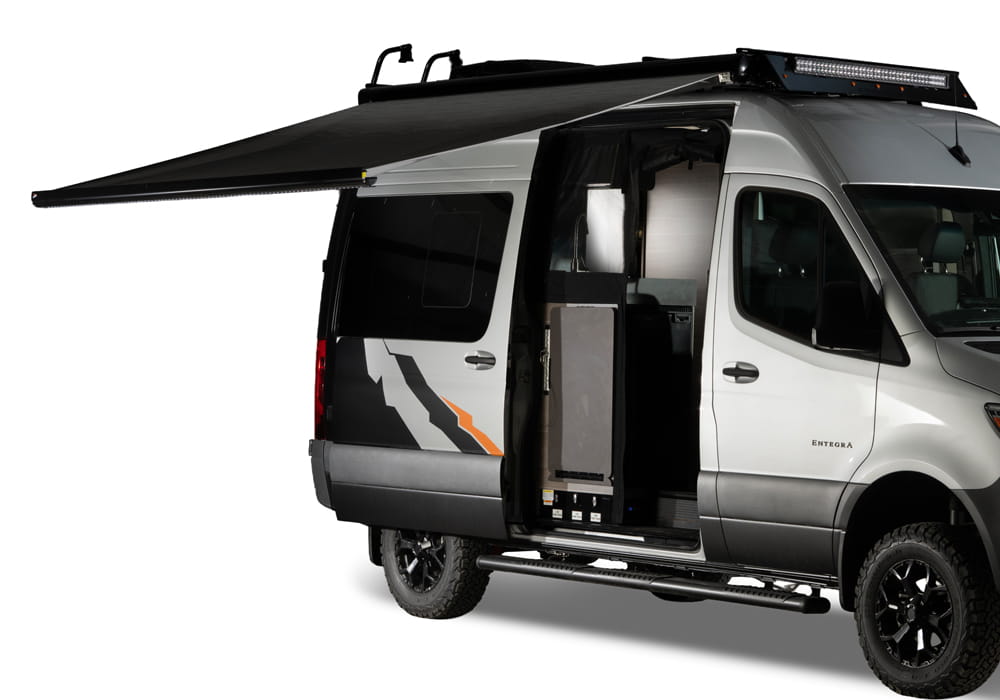 Entegra Coach Launch exterior with awning extended