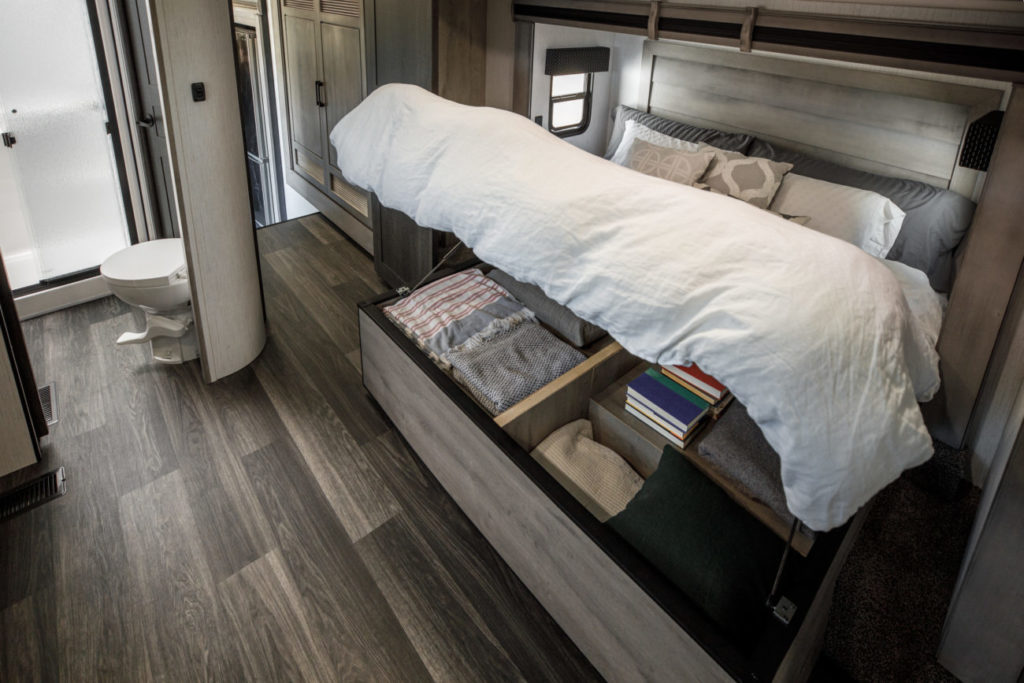 Maximize bedroom storage by using space under the bed