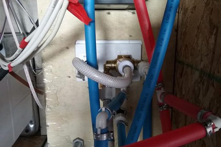 The new valve installed and in place in the RV.